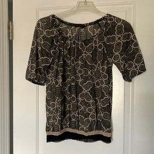 🛍️[DONATED] The Limited | Blouse tan black small lightweight printed